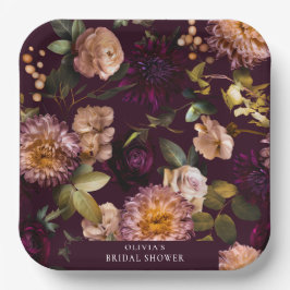 Plato De Papel Dark and Moody Dramatic Floral Bridal Shower Luxe
