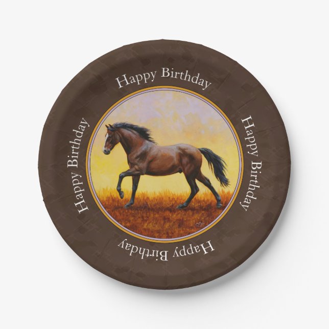 Plato De Papel Dark Bay Running Horse Brown (Anverso)