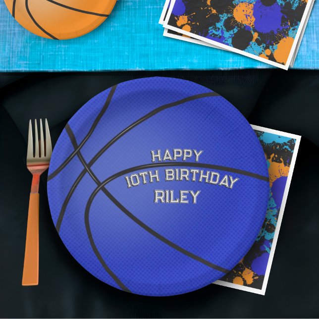 Plato De Papel Dark Blue Basketball Feliz cumpleaños (Subido por el creador)