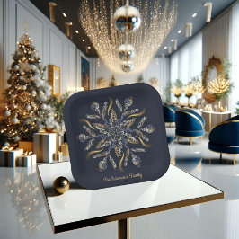 Plato De Papel Dark Blue & Gold Midnight Sparkle Stars New Year