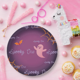 Plato De Papel Dark Blue Little Boo Halloween Birthday Plate