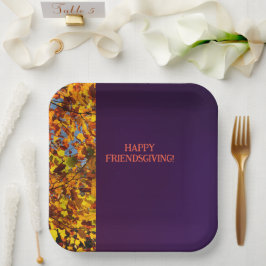 Plato De Papel Dark Purple Leaves Día de Acción de Gracias