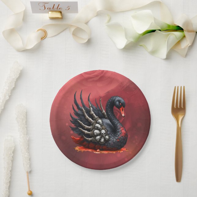 Plato De Papel Dark Swan of Bones – Gothic Elegance  (Boda)