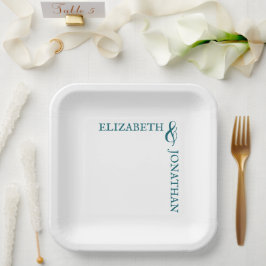 Plato De Papel Dark Teal Modern Typography Wedding