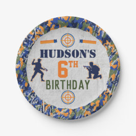 Plato De Papel Dart Birthday Ejército Camo Soldados Alimentos