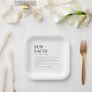 Plato De Papel Datos Divertidos de Boda Minimalista