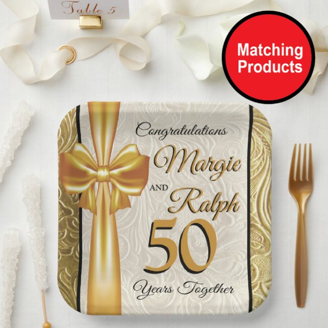 Plato de papel de aniversario de oro (Subido por el creador)