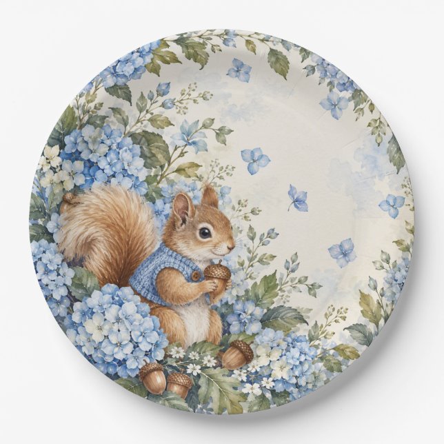 Plato de papel de ardilla de 9" (Anverso)