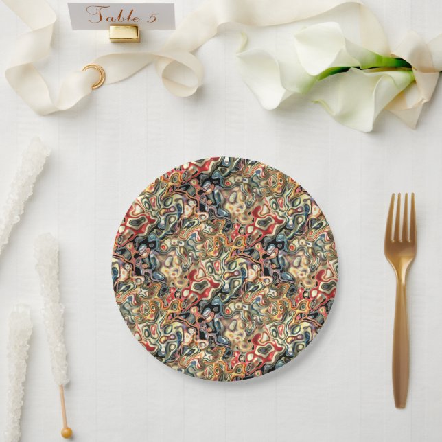 Plato de papel de arte abstracto (Boda)