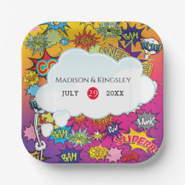 Plato De Papel 💥 de arte pop cómico 🎨 graffiti Boda