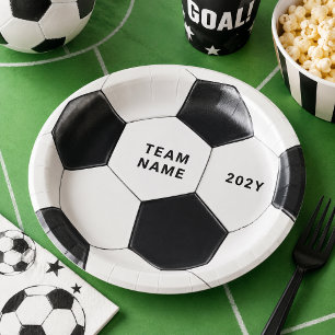 Plato de papel de balón de fútbol   Platos de fies