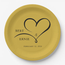 Plato de papel de boda con texto personalizado de 