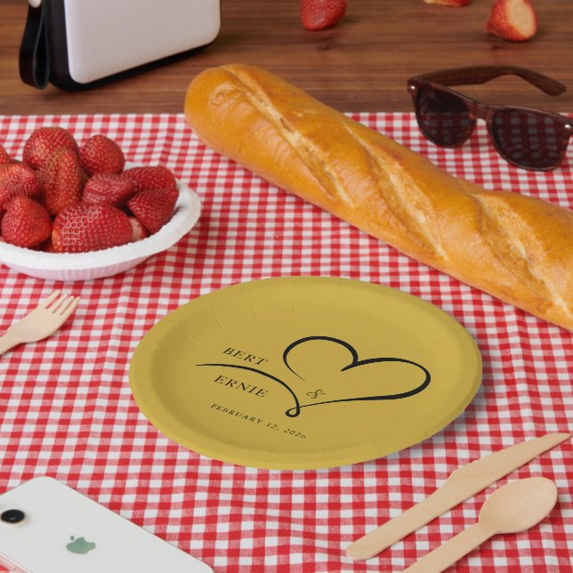 Plato de papel de boda con texto personalizado de  (Picnic)