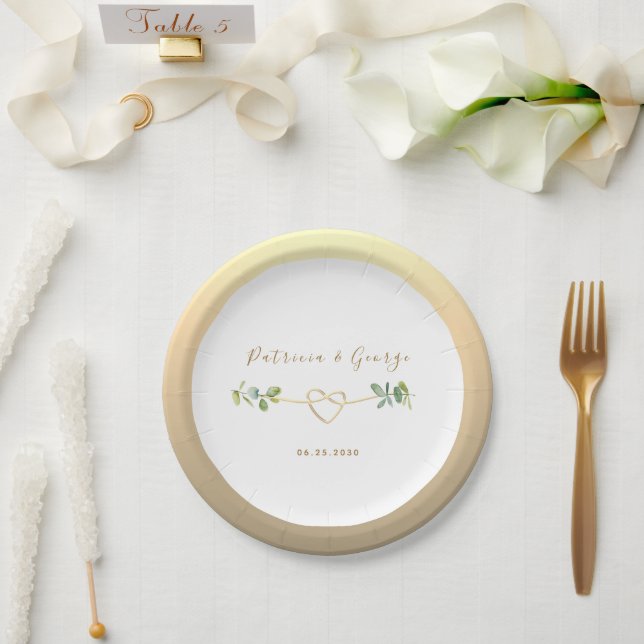 Plato de Papel de Boda de Eucalipto (Boda)