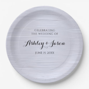 Plato de papel de boda de metal azul