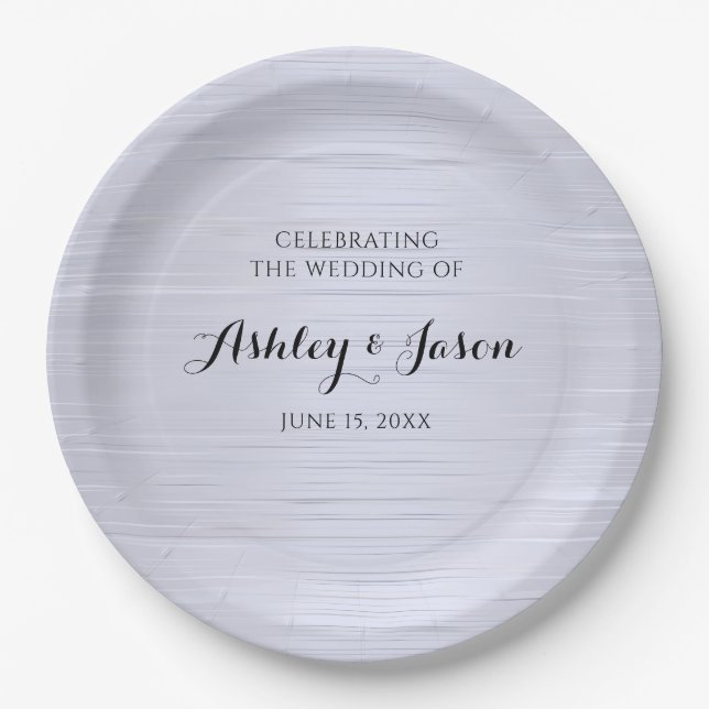 Plato de papel de boda de metal azul (Anverso)