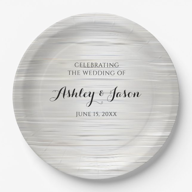 Plato de papel de boda de metal plateado (Anverso)