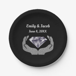 Plato de papel de boda Diamond Hands