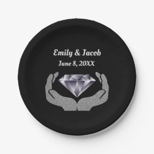 Plato de papel de boda Diamond Hands