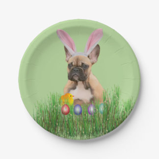 Plato de papel de Bulldog francés de Pascua