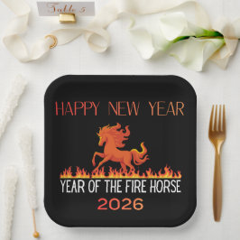 Plato de papel de caballo de fuego