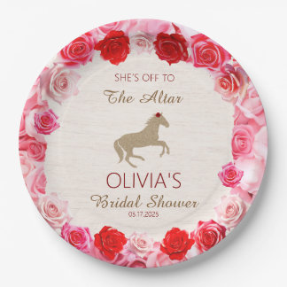Plato De Papel De camino a la ducha de novias de las rosas rojas