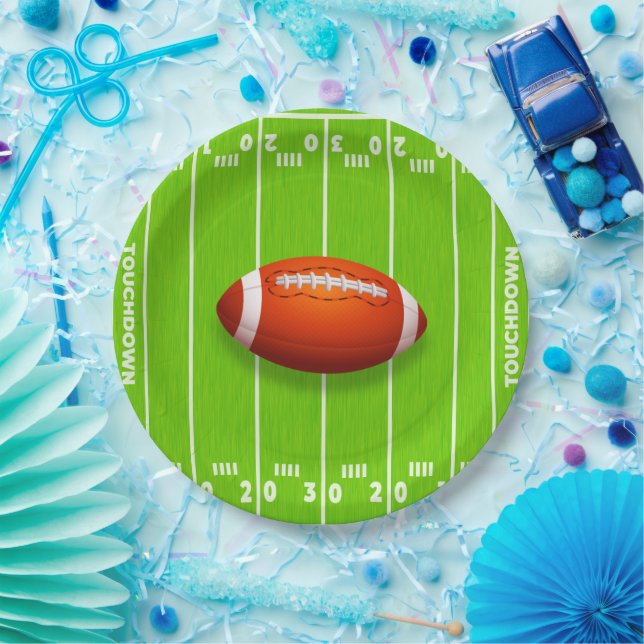 Plato de Papel de Campo de Fútbol Americano Touchd (Fiesta)