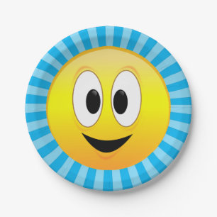 Plato de papel de cara sonriente feliz