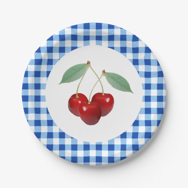 Plato de Papel de Cerezas Retro (Anverso)