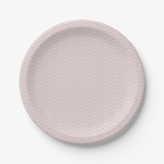Plato de papel de Chevron rosa (Anverso)