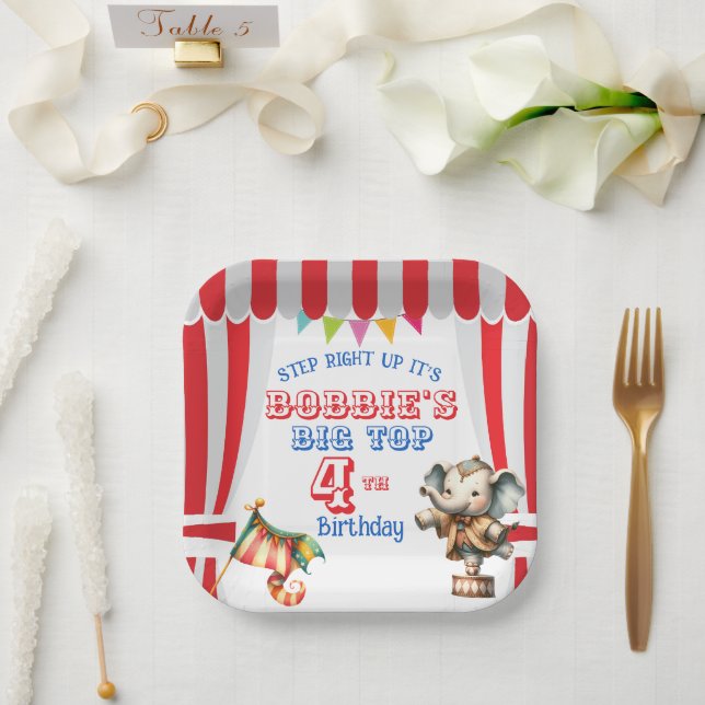 Plato de papel de circo Big Top (Boda)