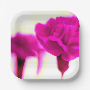 Plato de papel de clavel rosa