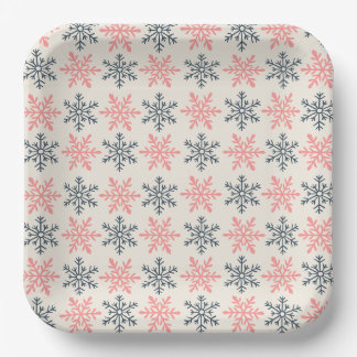 Plato de papel de copo de nieve de invierno