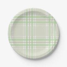 Plato de papel de cuadros verde salvia | Fiesta de