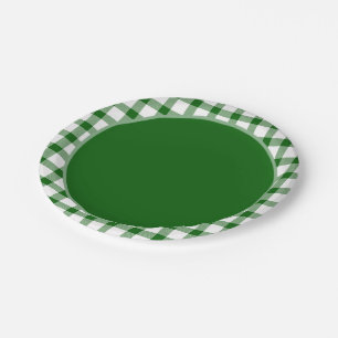 Plato de papel de cuadros verdes