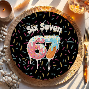 Plato de papel de cumpleaños 67 helado seis siete