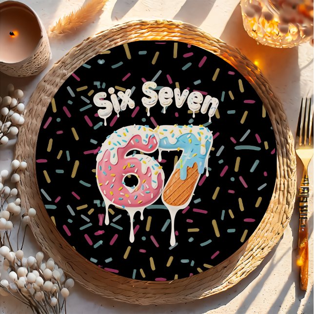 Plato de papel de cumpleaños 67 helado seis siete (Subido por el creador)