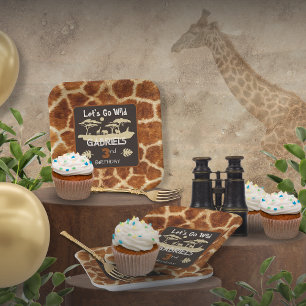 Plato de papel de cumpleaños con estampado de jira