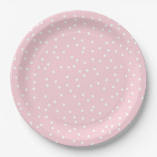 Plato de papel de cumpleaños con punto rosa