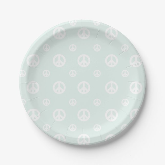 Plato de papel de cumpleaños con signo de paz Hipp (Anverso)