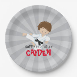 Plato de papel de cumpleaños de artes marciales ni