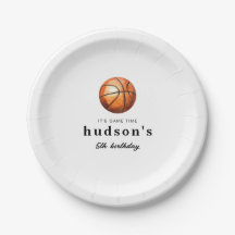 Plato de papel de cumpleaños de baloncesto