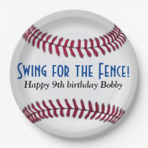 Plato de papel de cumpleaños de béisbol
