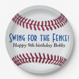Plato de papel de cumpleaños de béisbol