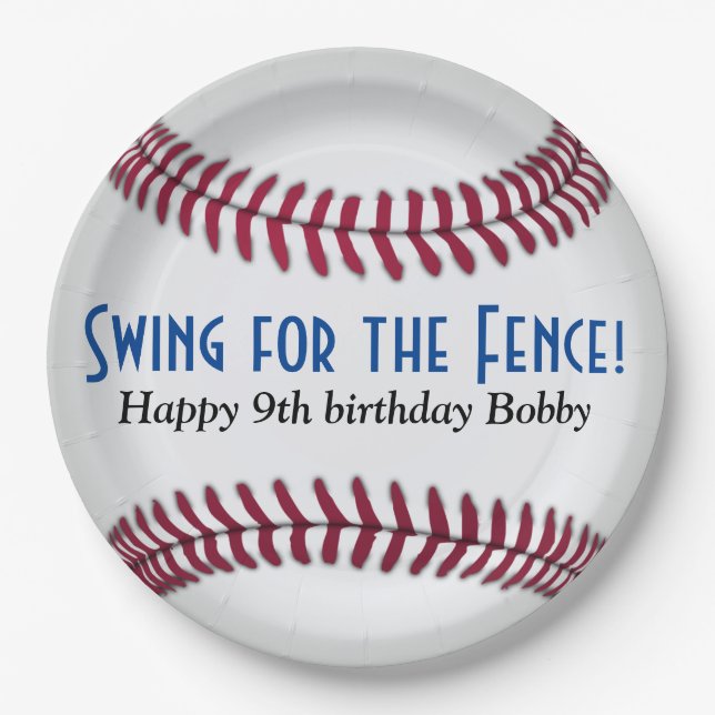 Plato de papel de cumpleaños de béisbol (Anverso)