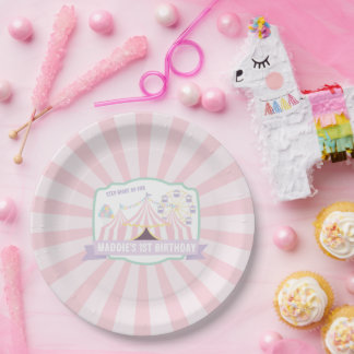 Plato de papel de cumpleaños de Carnaval Pastel