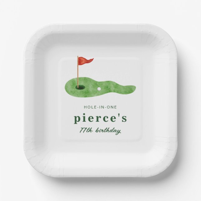 Plato de papel de cumpleaños de golf (Anverso)