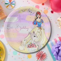 Plato de papel de cumpleaños de la princesa nevada