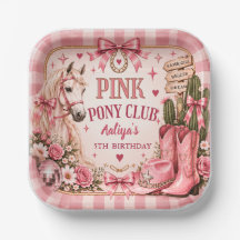 Plato de papel de cumpleaños de vaquera del Club P