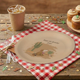Plato de Papel de Cumpleaños de Vaquero del Desier